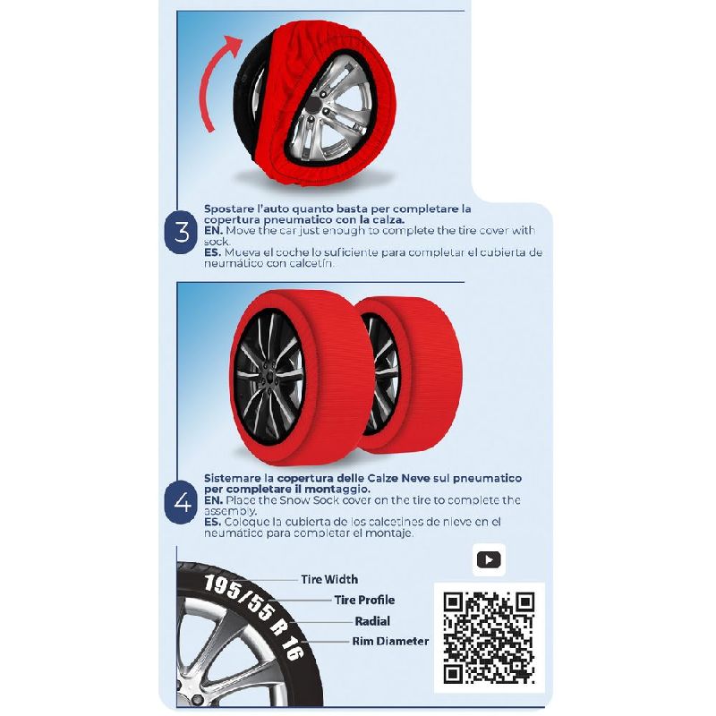 Calze Da Neve Omologate EN16662-1:2020 Per 225/55-17, Leggere E Facili Da Montare