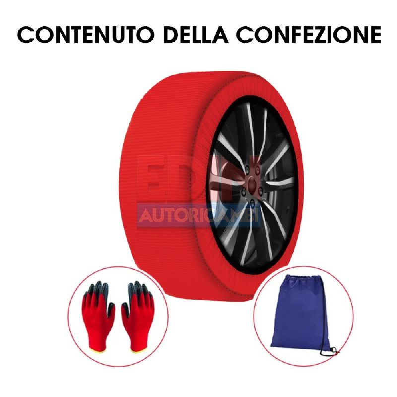 Calze Da Neve ACTIVE SERIES Omologate EN 16662-1, Taglia M Per Pneumatici 205/55R16, Montaggio Rapido In 2 Minuti, Ideali Anche Per Auto Non Catenabili
