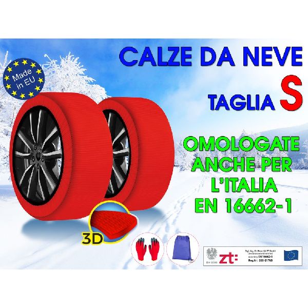 CALZE DA NEVE OMOLOGATE AUTO TAGLIA S PER PNEUMATICI 195/55R14 195/55/14