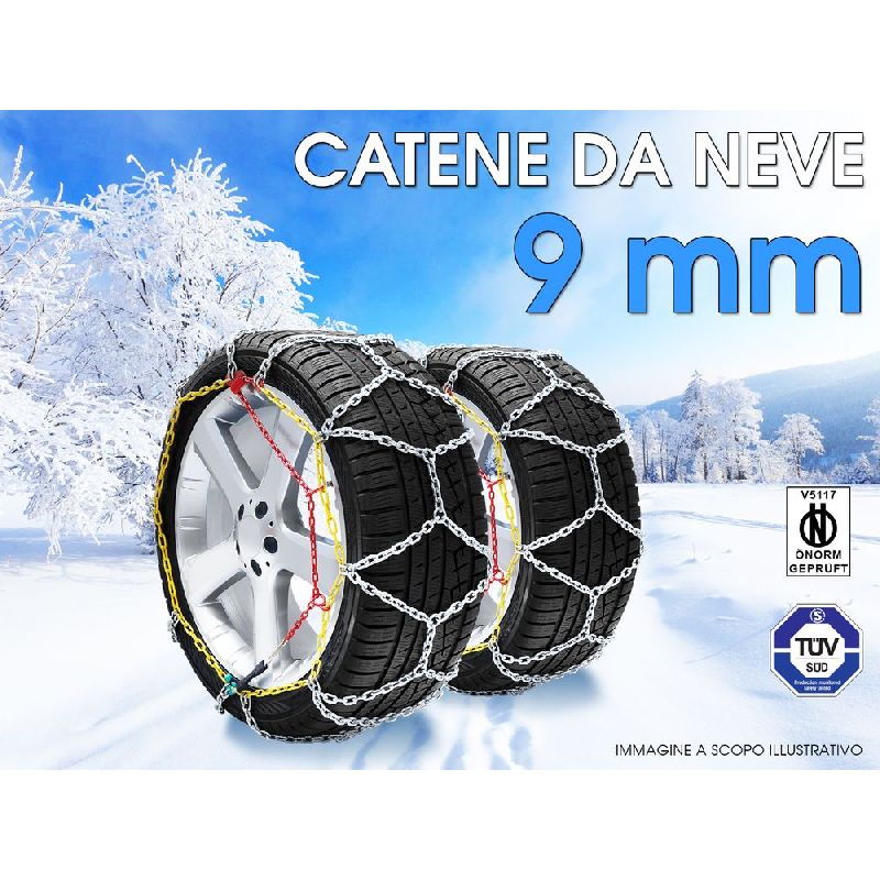 Catene Omologate O-norm Catene Da Neve OMOLOGATE 9mm Per Gomme 215/55 R17 - O-Norm TUV SMC Catene 9mm O-Norm TUV
