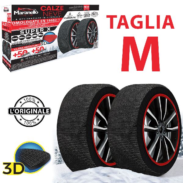 CALZE DA NEVE OMOLOGATE AUTO TAGLIA M MARANELLO SUPER X EXTRA RESISTENTI +50%