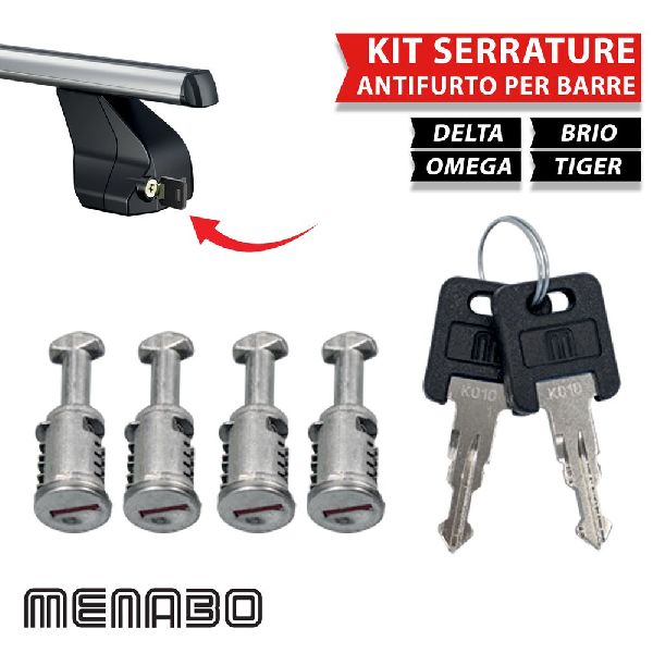 KIT SERRATURE PER BARRE PORTATUTTO MENABO TIGER, BRIO, OMEGA, DELTA PROFESSIONAL