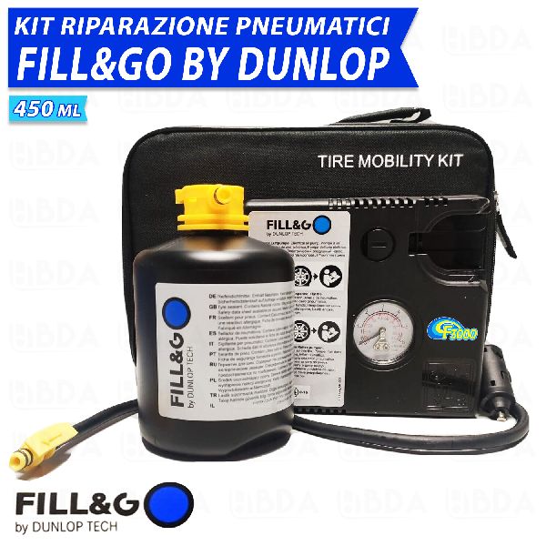 KIT GONFIA E RIPARA AUTOMATICO CON COMPRESSORE E LIQUIDO SIGILLANTE DA 450ML